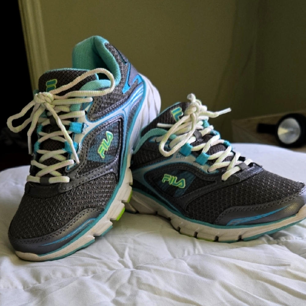 Fila Charcoal and Aqua Running Sneakers
